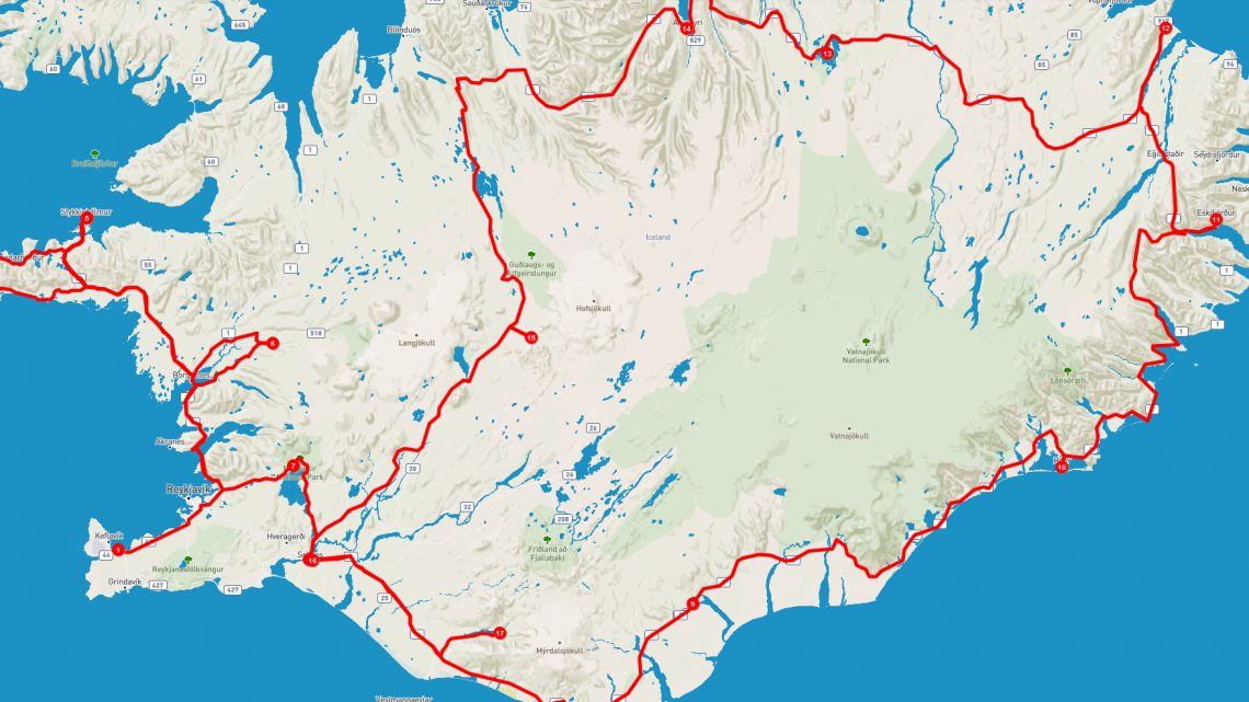 Itinéraire en Islande